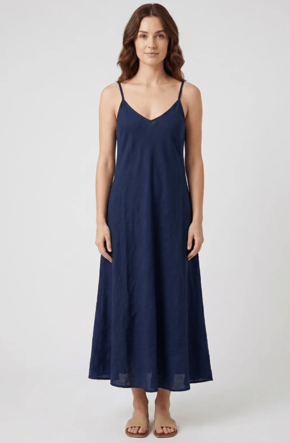 Satin Cowl-Back Slip Dress
